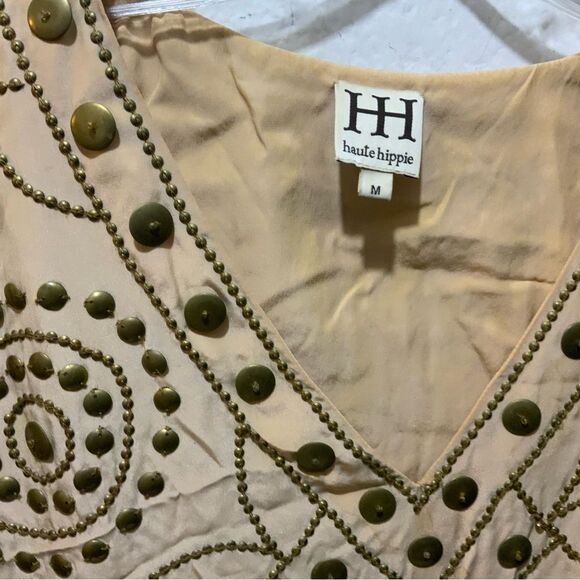 Haute Hippie Black 100% Silk Beaded Embellished Tunic Mini Dress, M - Picture 3 of 9